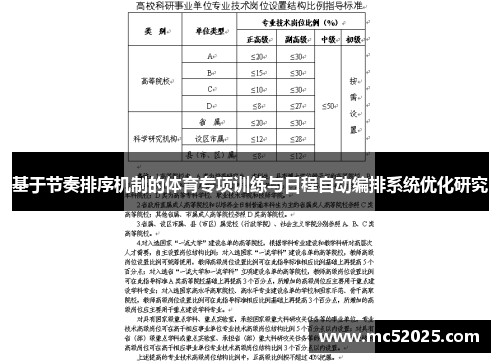 基于节奏排序机制的体育专项训练与日程自动编排系统优化研究